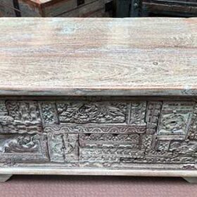 k76 2198 indian furniture pale blue carved block box top