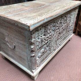 k76 2198 indian furniture pale blue carved block box left