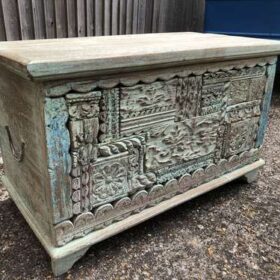 k76 2200 indian furniture trunk carved small factory left