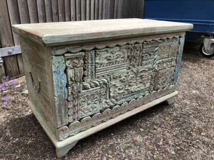 k76 2200 indian furniture trunk carved small factory left