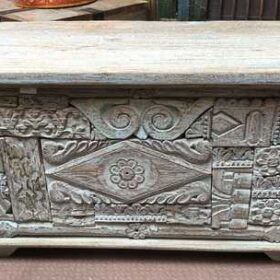 k76 2206 indian furniture carved front storage trunk front