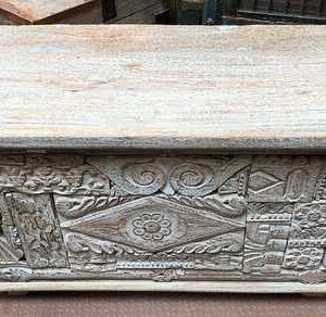 k76 2206 indian furniture carved front storage trunk top