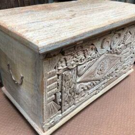 k76 2206 indian furniture carved front storage trunk left