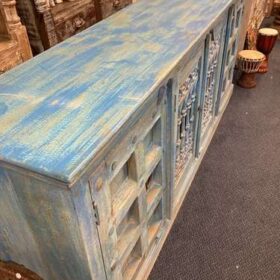 k76 2242 indian furniture unusual blue sideboard grill door large left