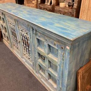 k76 2242 indian furniture unusual blue sideboard grill door large right