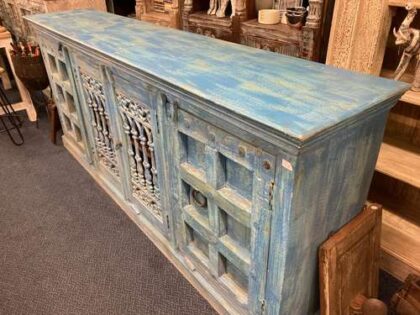 k76 2242 indian furniture unusual blue sideboard grill door large right