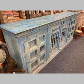 k76 2242 indian furniture unusual blue sideboard grill door large main 2