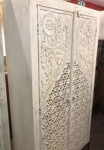 k76 2333 indian furniture cabinet white carved left