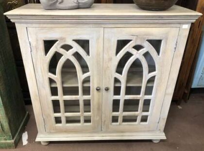 k76 2864 indian furniture cabinet arch white glass front