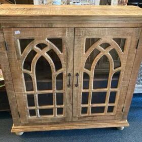 k76 2868 indian furniture mango wood gothic cabinet natural front