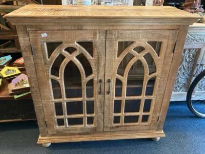 k76 2868 indian furniture mango wood gothic cabinet natural front