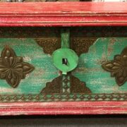 k76 843 indian furniture red and green trunk storage sultan close central