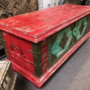 k76 843 indian furniture red and green trunk storage sultan left