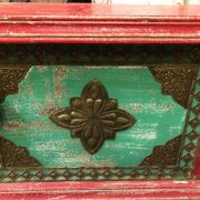 k76 843 indian furniture red and green trunk storage sultan closer