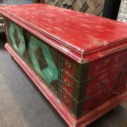 k76 843 indian furniture red and green trunk storage sultan right