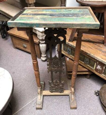 k76 931 indian furniture metalwork lamp table front a