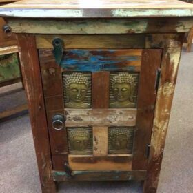 kh22 148 buddha bedside unit reclaimed embossed cabinet close