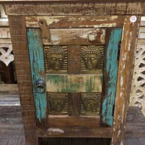 kh22 148 buddha bedside unit reclaimed embossed cabinet front close