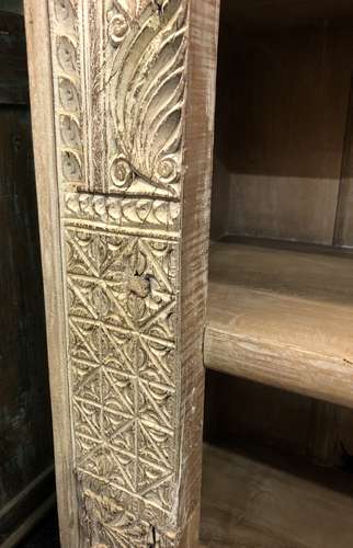 k76 226 indian furniture bookcase with carved left