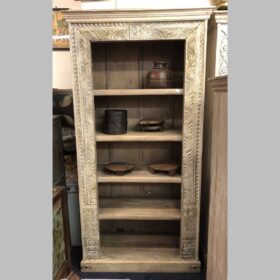 k76 226 indian furniture bookcase with carved edge main