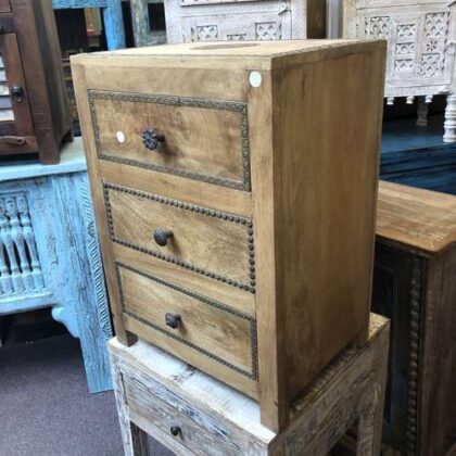 K73 3349 indian furniture 3 drawer bedside cabinet wooden left