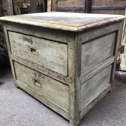KH21 50 indian furniture 2 drawer side table shabby right