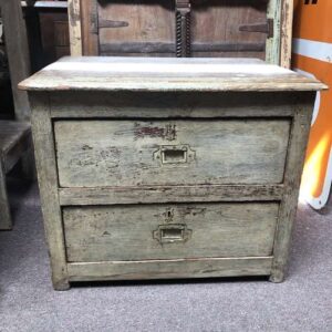 KH21 50 indian furniture 2 drawer side table shabby front