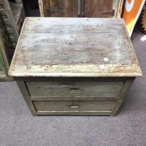 KH21 50 indian furniture 2 drawer side table shabby top
