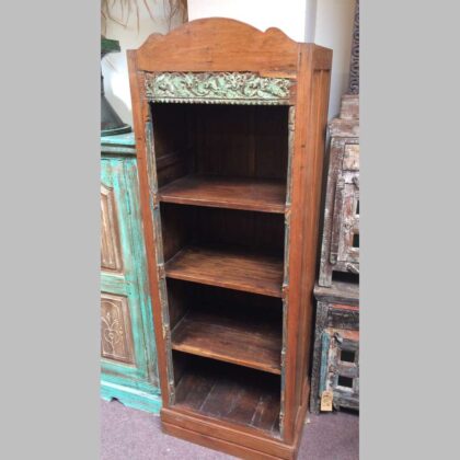 kh18 42 indian furniture carved teak bookcase slim main
