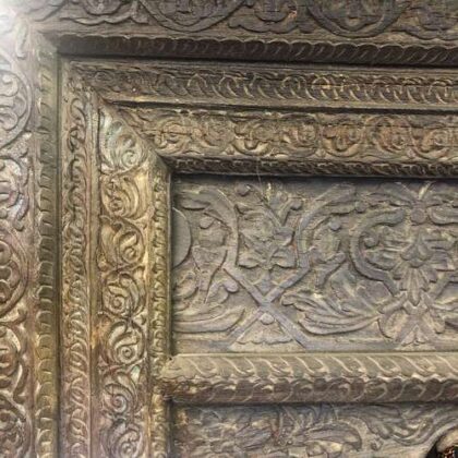 ukn 2 indian furniture gigantic carved bookcase dark shelved close