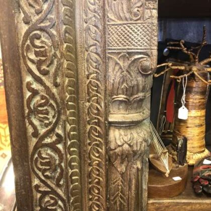ukn 2 indian furniture gigantic carved bookcase dark shelved detail
