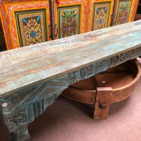 k77 IMG_2736 indian furniture bench carved blue left