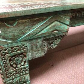 k77 IMG_2743 indian furniture bench carved green close up