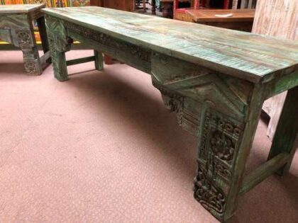 k77 IMG_2743 indian furniture bench carved green right