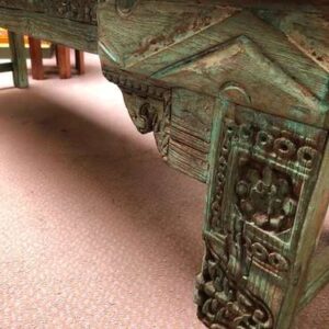k77 IMG_2743 indian furniture bench carved green right close