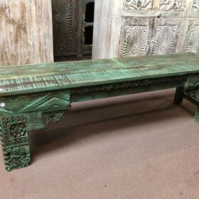 k77 IMG_2743 indian furniture bench carved green left