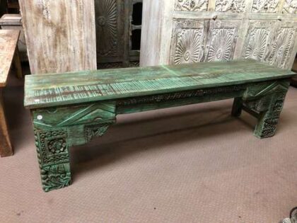 k77 IMG_2743 indian furniture bench carved green left
