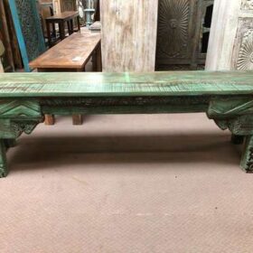 k77 IMG_2743 indian furniture bench carved green front