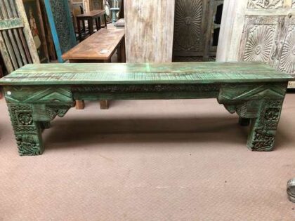 k77 IMG_2743 indian furniture bench carved green front