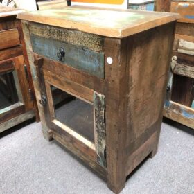 k77 IMG_3002 indian furniture bedside cabinet reclaimed glass fronted door drawer unit main