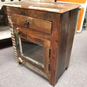 k77 IMG_3003 indian furniture bedside cabinet reclaimed glass fronted door drawer unit right