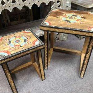 k77 IMG_4354 indian furniture hand painted nest of 2 tables side decorative apart