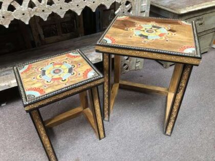 k77 IMG_4354 indian furniture hand painted nest of 2 tables side decorative apart