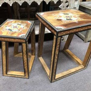 k77 IMG_4354 indian furniture hand painted nest of 2 tables side decorative left