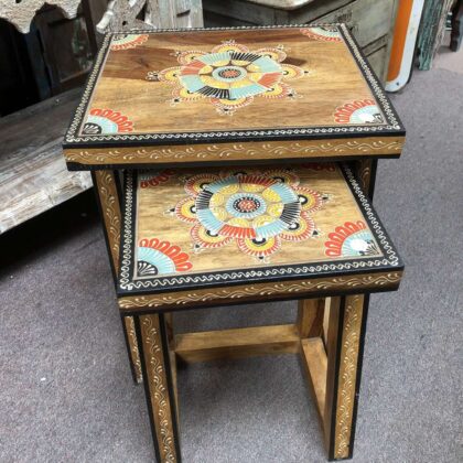 k77 IMG_4354 indian furniture hand painted nest of 2 tables side decorative main