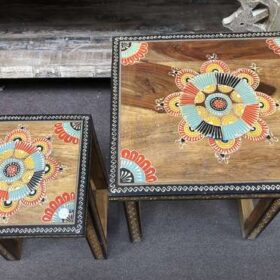 k77 IMG_4354 indian furniture hand painted nest of 2 tables side decorative above