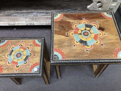k77 IMG_4354 indian furniture hand painted nest of 2 tables side decorative above