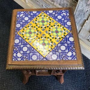 k77 IMG_4363 indian furniture hand painted side table stand ceramic tile top