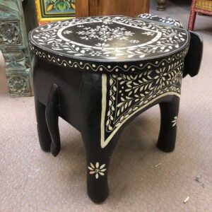 k77 IMG_4431 indian furniture hand painted coffee side table stand elephant low back
