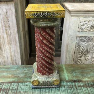 k77 IMG_4449 indian furniture hand painted pillar side table stand front